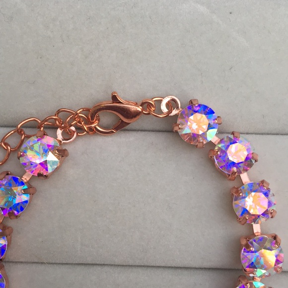Aurora Borealis Rose Gold Crystal Tennis Bracelet - Picture 10 of 16